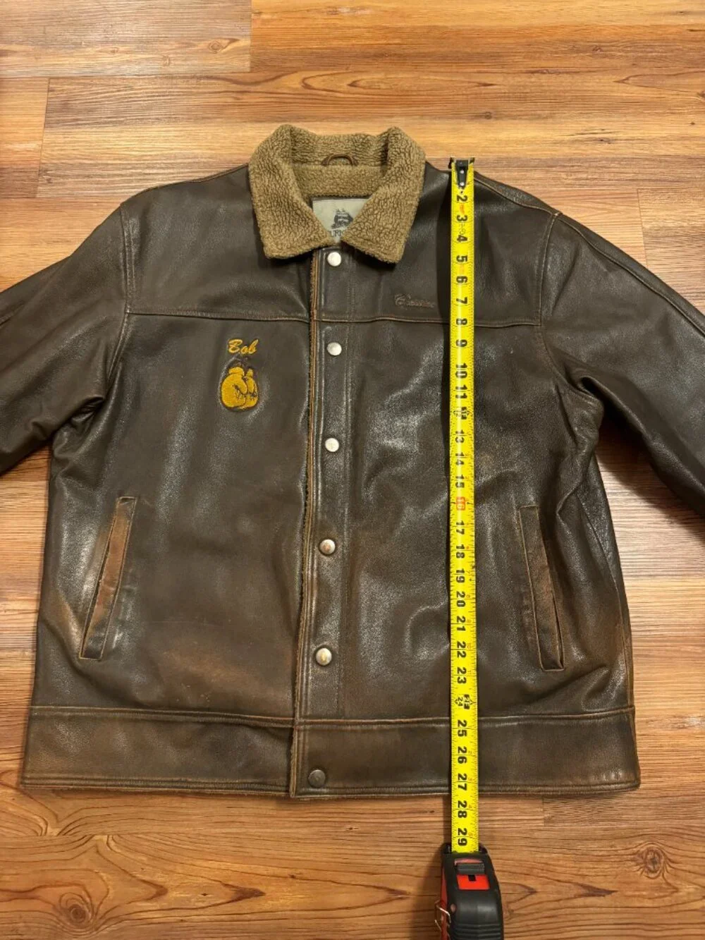 Golden Glove‎ - Leather Jackets - Embroidered Logos On Front And Back - Large